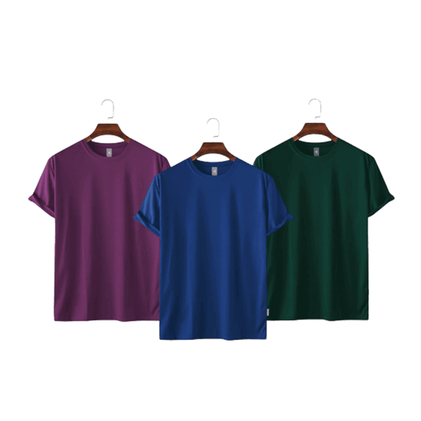 Mens Premium Blank T-shirt -Combo-Tan, Purple, Royal Blue