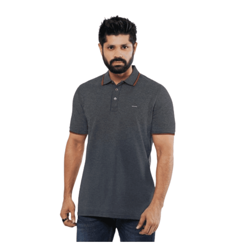Fabrilife Premium Double PK Cotton Polo - Anthra Melange