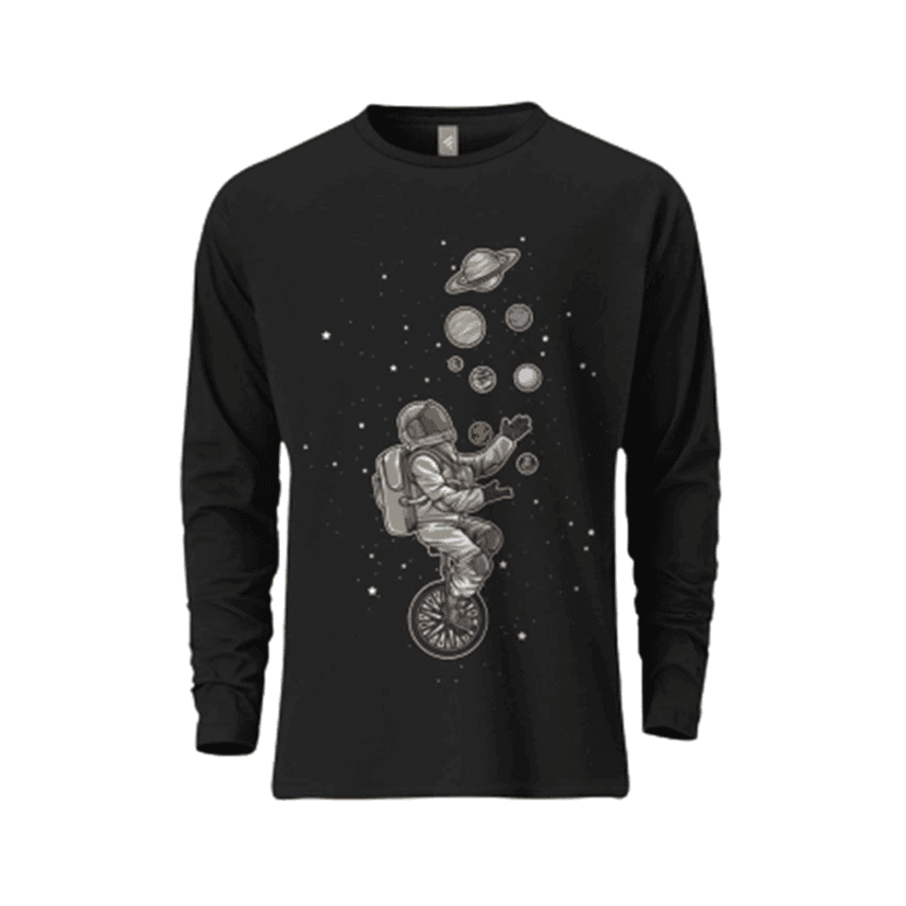 Mens Premium Full Sleeve T-Shirt - Astronaut Juggling Planets