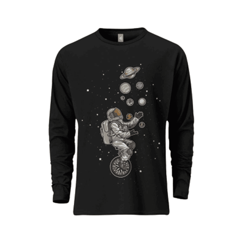Mens Premium Full Sleeve T-Shirt - Astronaut Juggling Planets