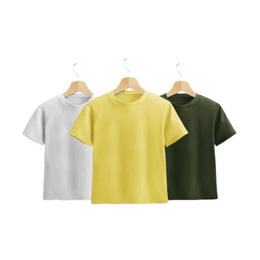 Kids Premium Blank T-Shirt Combo - White, Yellow, Olive