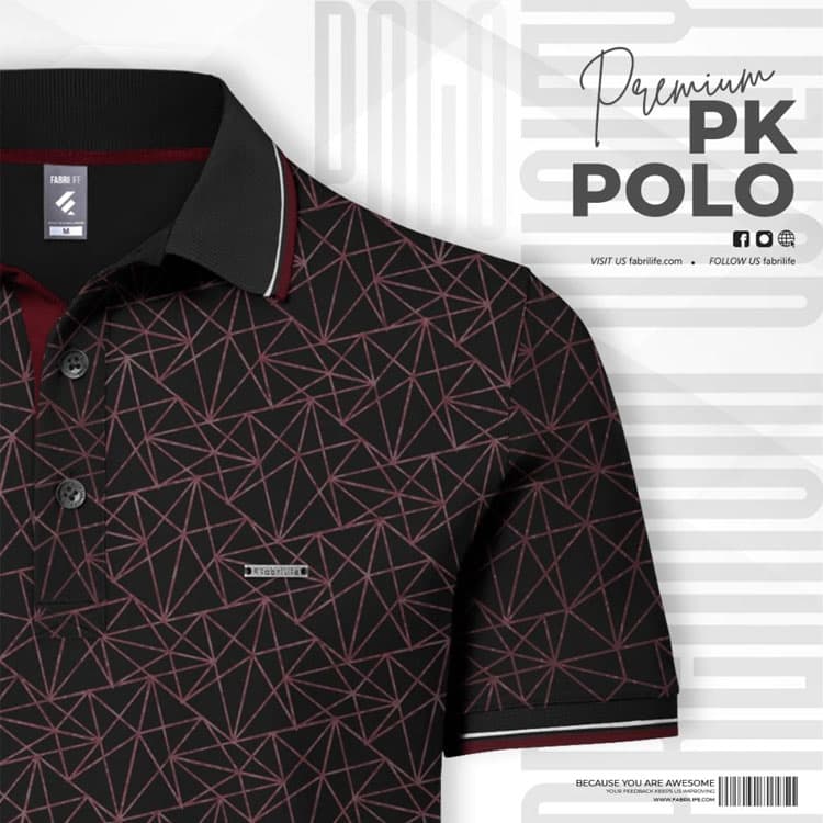 Fabrilife Premium Elite Edition Double PK Cotton Polo - Black