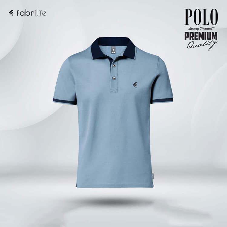 Fabrilife Single Jersey Knitted Cotton Polo - Sky blue