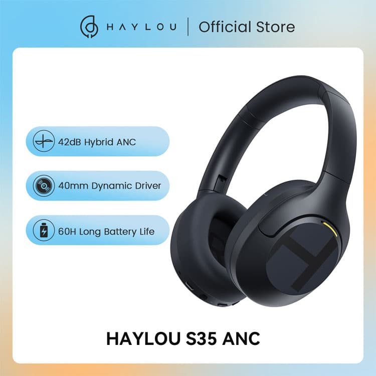 HAYLOU S35 Over-Ear Noise-Canceling Headphones - Black